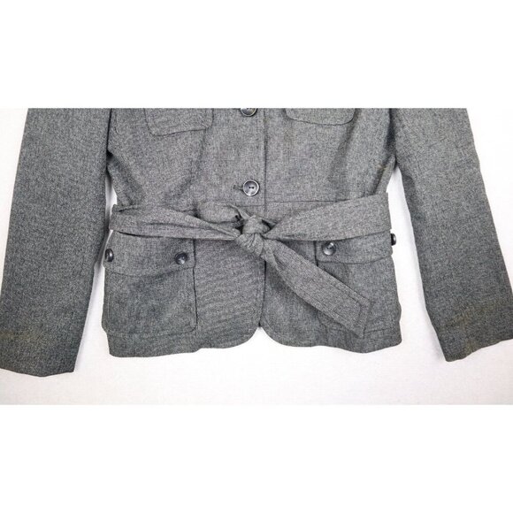 RAFAELLA - WOMEN'S GRAY BELTED BLAZER JACKET - POCKETS - SIZE 8P - Picture 3 of 10